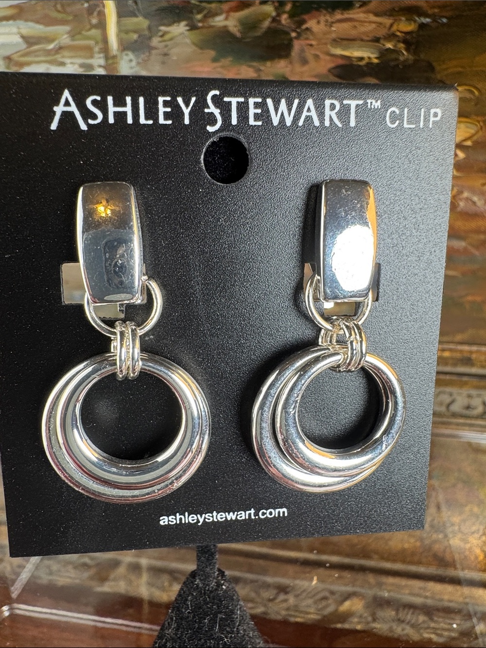 0721/Ashley Stewart Silver-Tone Layered Hoop Clip Earrings‎